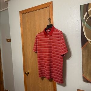 Nike "Golf Dri-Fit" XL Red & White w/Stripes Short Sleeve Polo - EUC